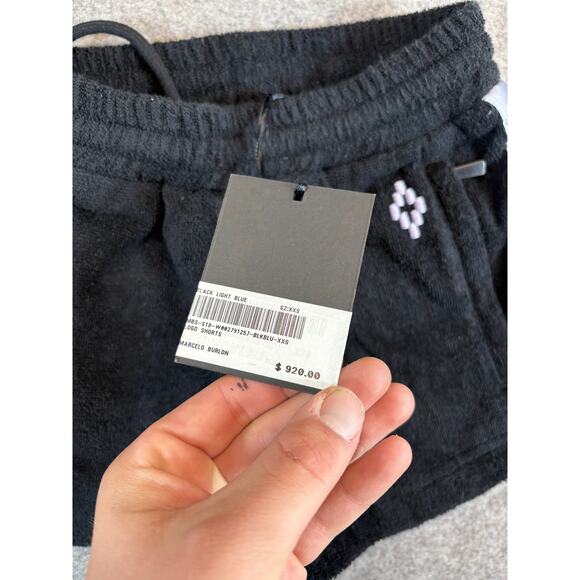 Marcelo Burlon Shorts Womens 2XS Black Pull On Terry Cloth Mid Rise Goth NWT - Picture 8 of 11